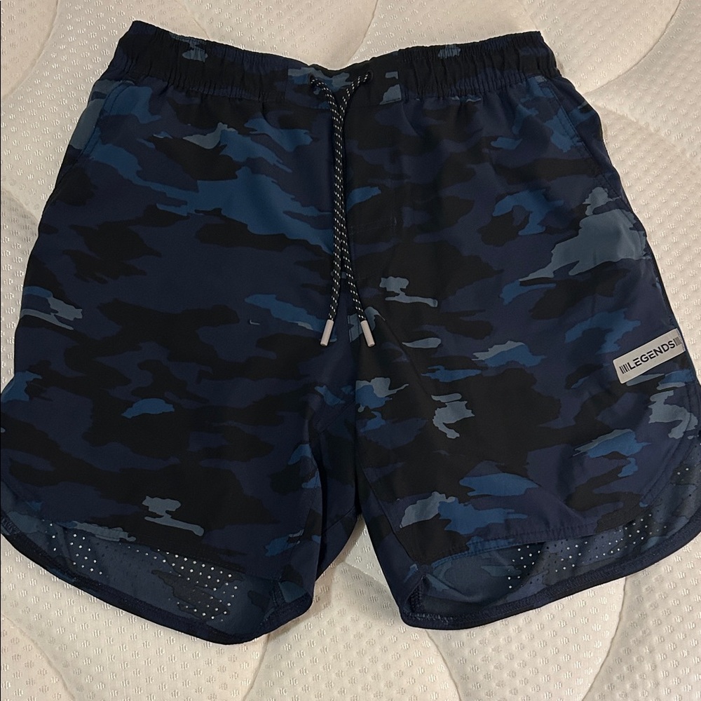 Legends Luka Men's Blue Camo Athletic Shorts 7”